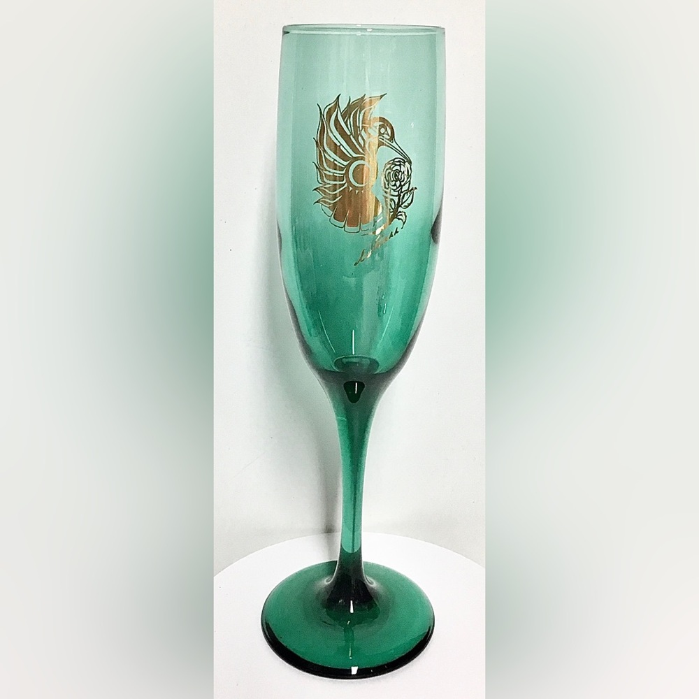 First Nations Indigenous William Barr Hummingbird Art Design on Glass Flute